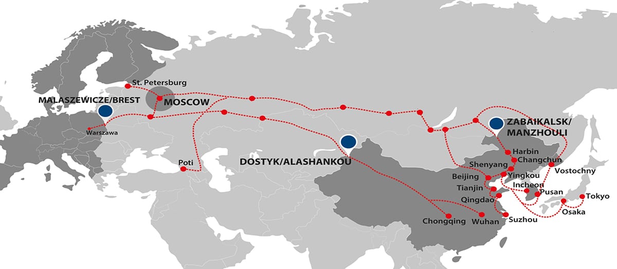 Карта жд россии и китая